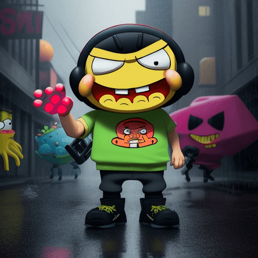 AI generated: generate mr krabs from the show spongebob squarepants with a gen 5 glock with a switch on it  pointe...
