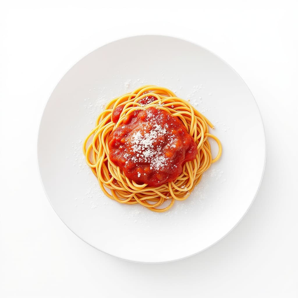 AI generated:  a plate of spaghetti with marinara sauce, , photorealistic, in the style of high quality food photo...