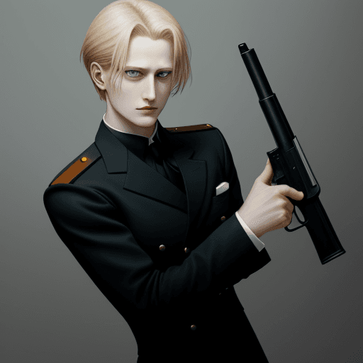 AI generated: Johan Liebert holding a gun