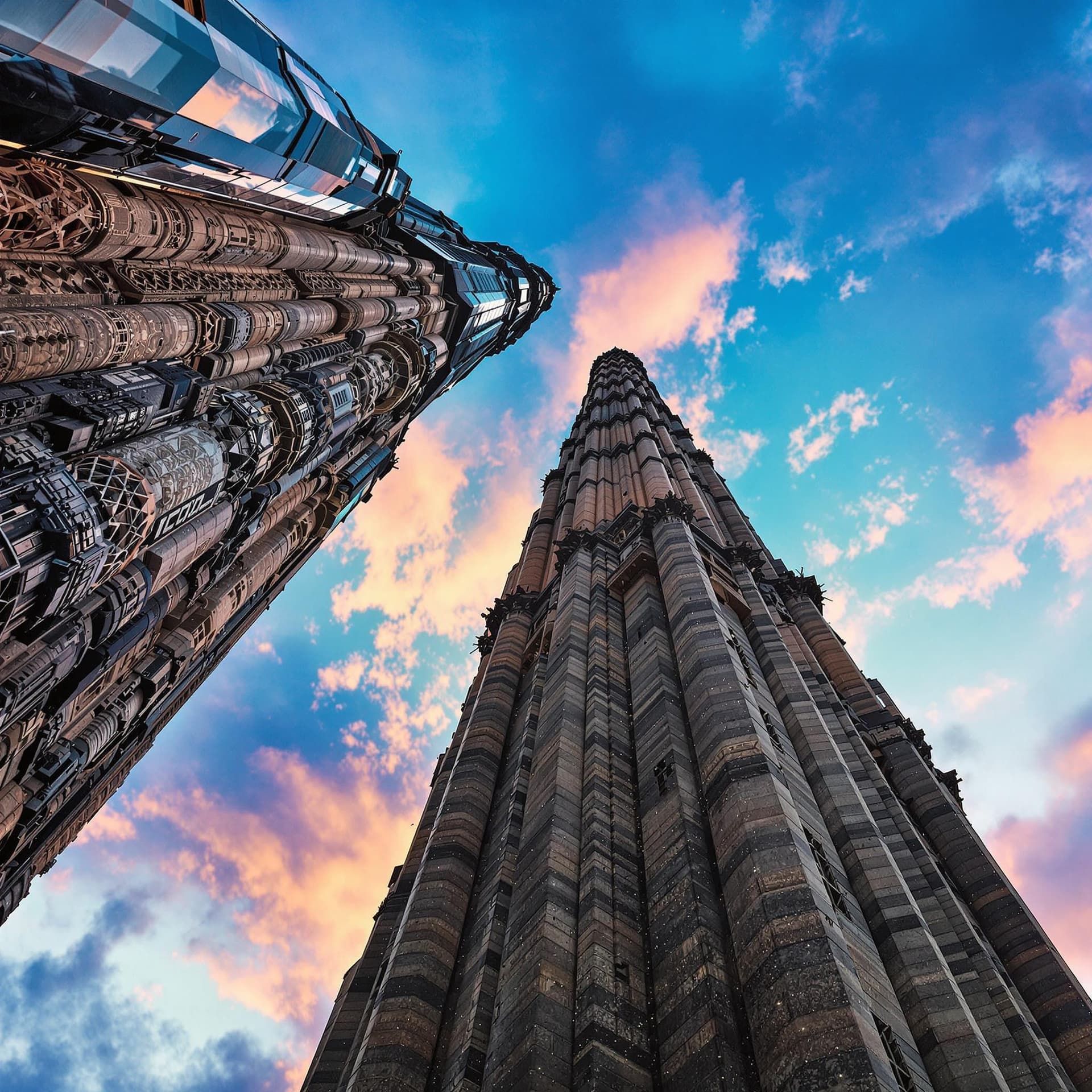 AI generated: This prompt focuses on capturing the grandeur of towering structures or natural formations from a un...