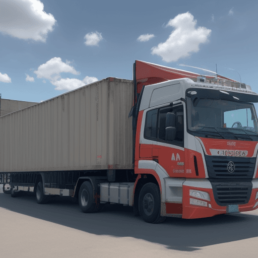 AI generated: Descarga de mercancía y contenedores en una gran zona comercial, imagen i perrea lista en 8k
