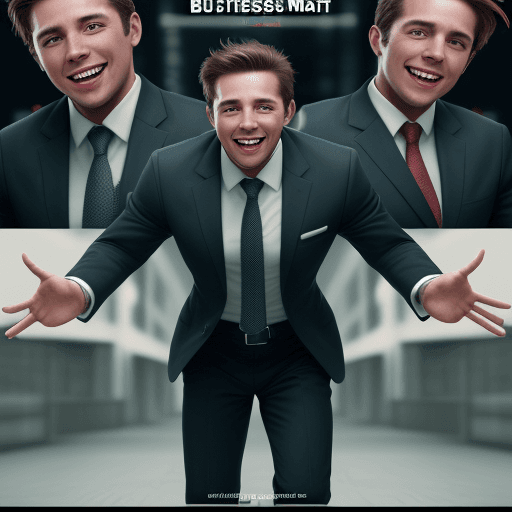 AI generated: cheerful business man celebrating success, with a lot of detail, high quality image, cinematic, hype...