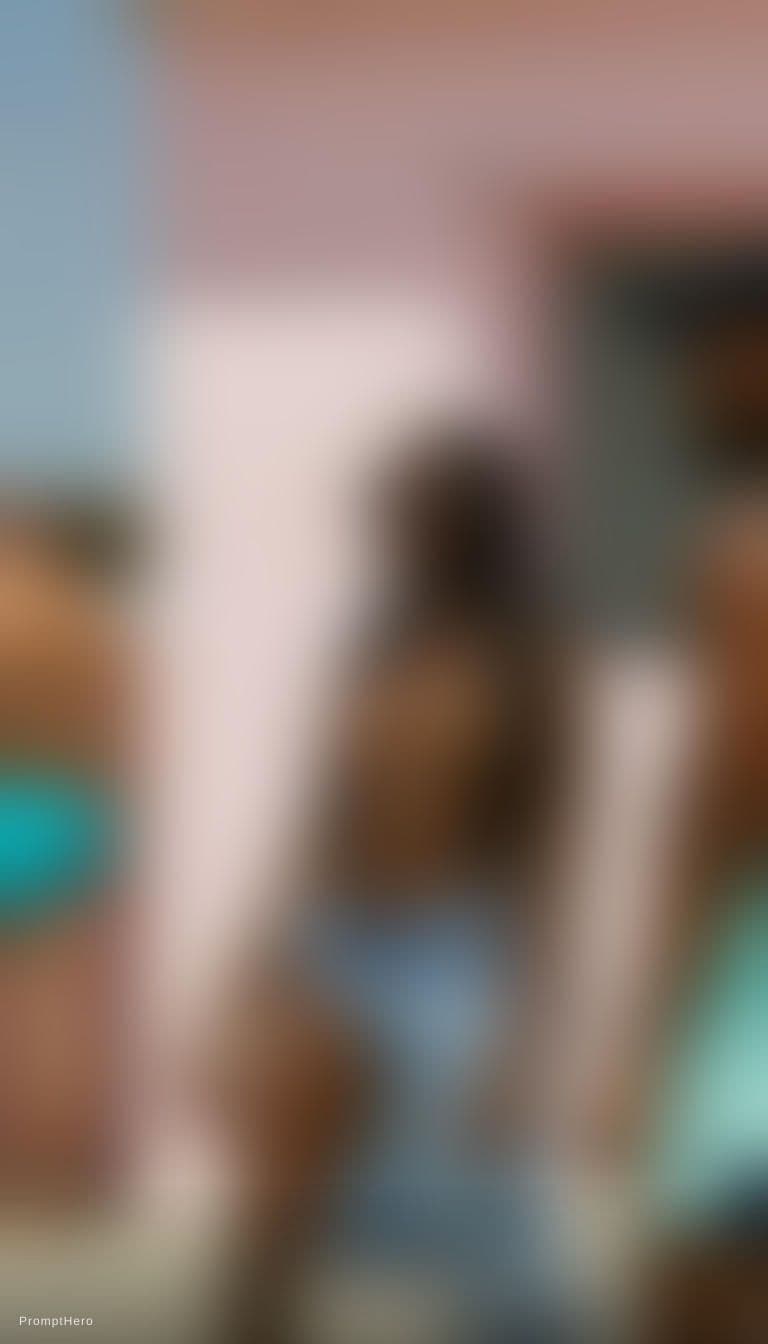 AI generated: More revealing shows cleavage wearing a bikini set face unchanged 