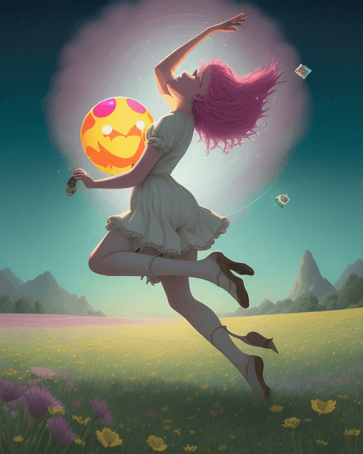 AI generated: An image of a whimsical Fool Tarot Card character frolicking through a vibrant meadow, bathed in eth...