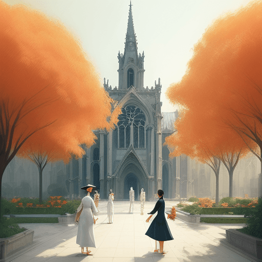 AI generated: Draw an impressive style picture of Ho Chi Minh City, Notre Dame Cathedral, in the morning space, or...