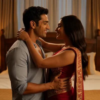 AI generated video: indian couple kissing
