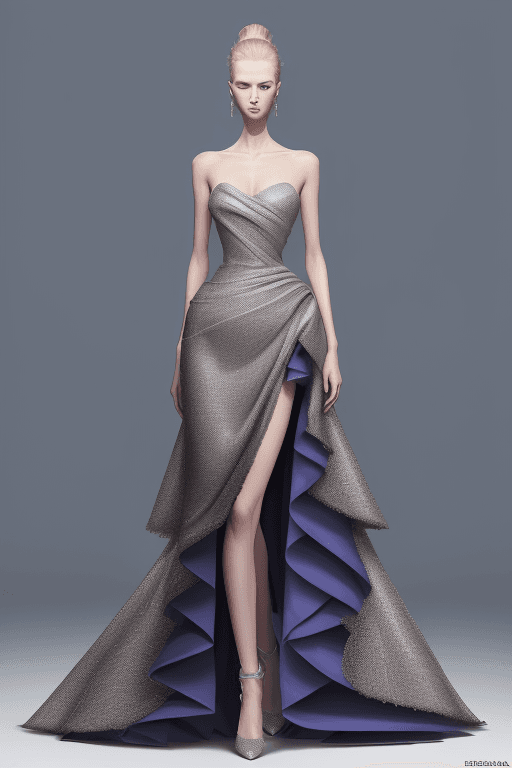 AI generated: concept fashion design of a night party elegant luxury dress design by balenciaga, laagam, loewe, ai...