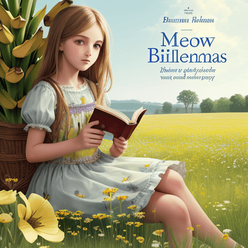 AI generated: Designe Cover for a book with meadow flowers, girls and bananas