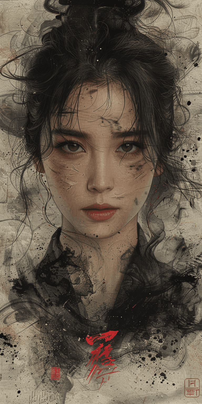 AI generated: graphic design and artwork art, light gray and black, realistic portrayal, oriental, detailed perfec...