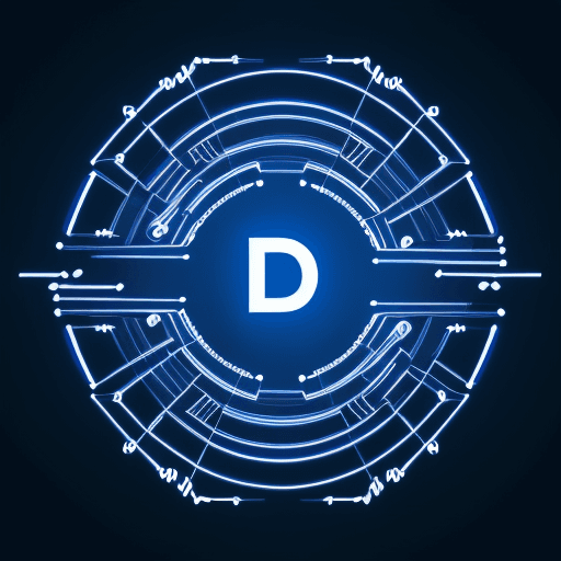 AI generated: a logo for a newsletter with theme of artificial intelligence, a huge letter DG with a lot of conduc...