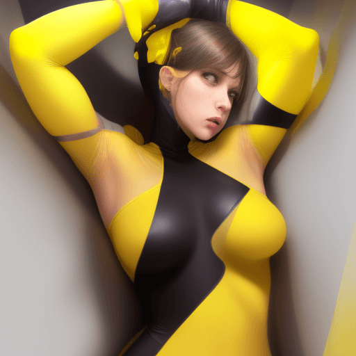 AI generated: Heroine, yellow, tight