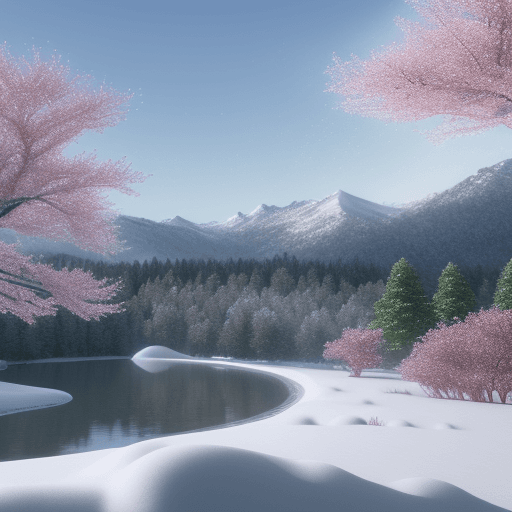 AI generated: The water droplets form sky contain cherry blossoms, green leaves, autumn colors, and white snow in....