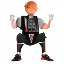 AI generated: sugimori ken \(style\), 1boy, bangs, black footwear, black shirt, blue oak, closed mouth, collared s...