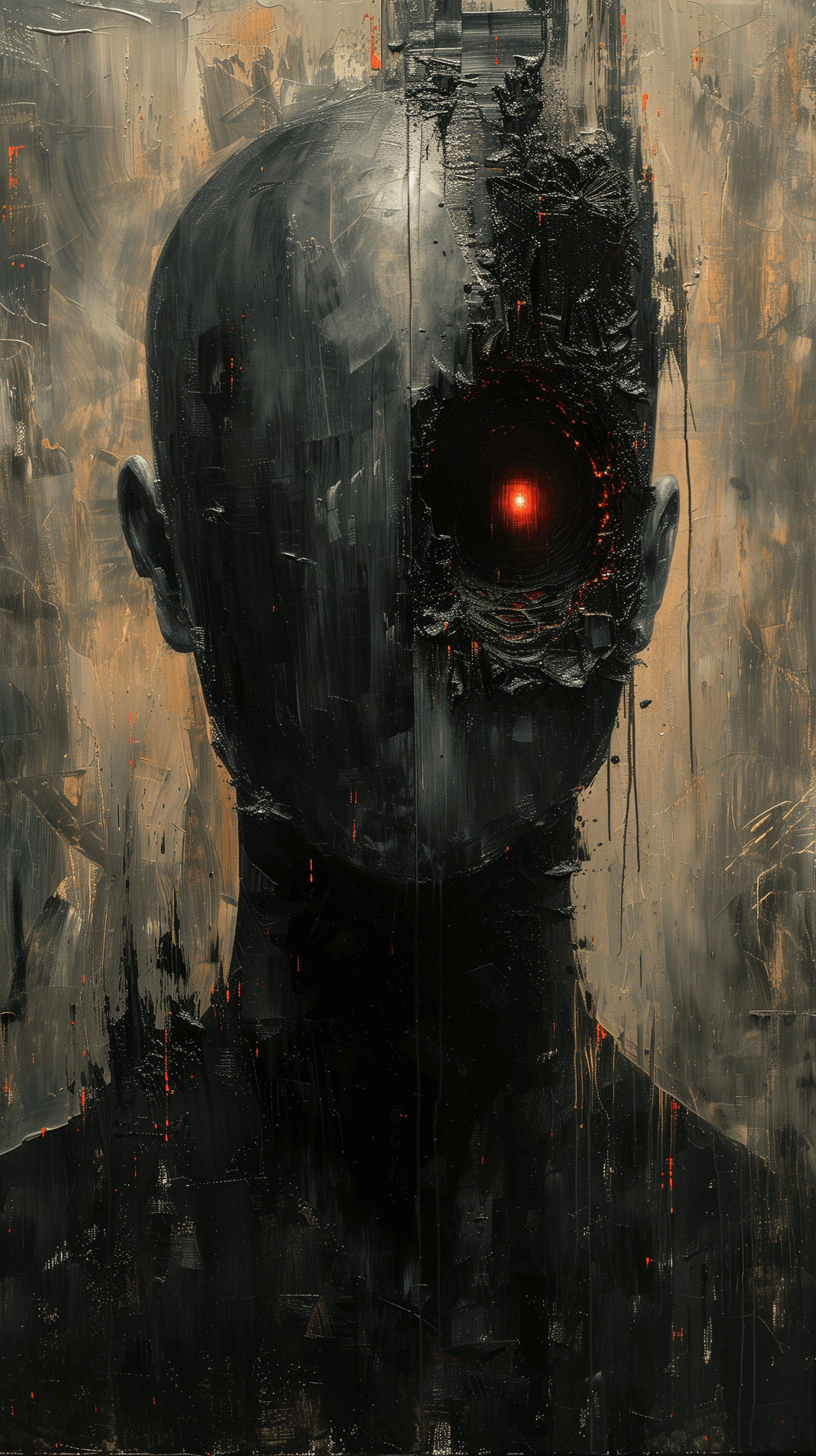AI generated: artistic, oil painting texture with a front view of an upper body, unknown gender, incorporating a h...