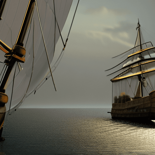 AI generated: Photo of a ultra realistic sailing ship, dramatic light, pale sunrise, cinematic lighting, battered,...