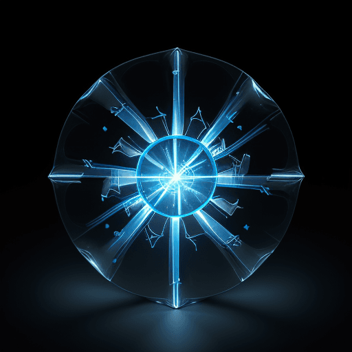 AI generated: a 3d realistic image of a centrifugal pump made of glass, with blue light shining through, creating ...