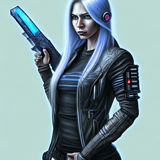 AI generated: illustration in the  the game shadowrun art style: Cyberpunk female, with only the left side of her ...