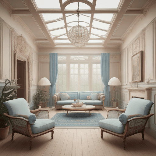 AI generated: High resolution photography interior design, dreamy sunken Palace room conversation pit, wooden floo...