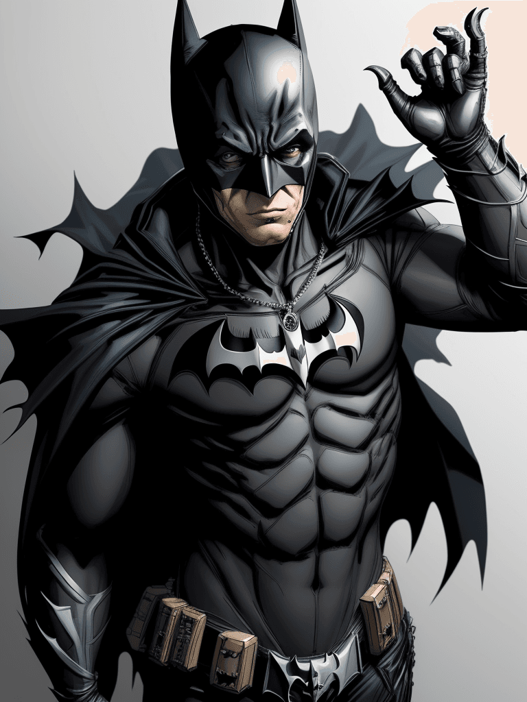 AI generated: 2d metallic pendant of batmans full mask, Arkham Knight, 8k, Marvel comics, desperate, white backgro...