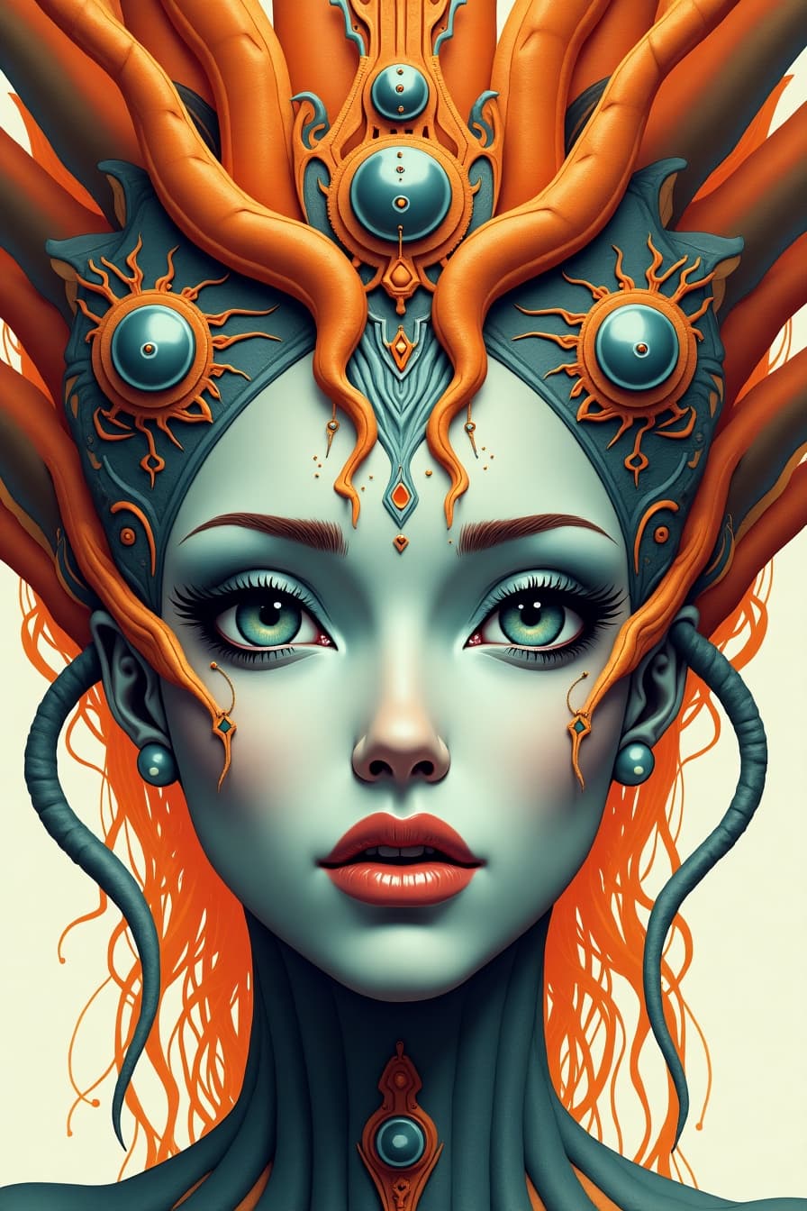 AI generated: a close up alien women art and illustration