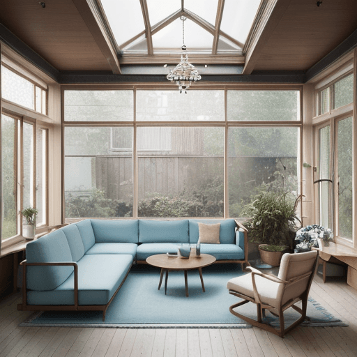 AI generated: High resolution photography interior design, dreamy sunken living room conversation pit, wooden floo...