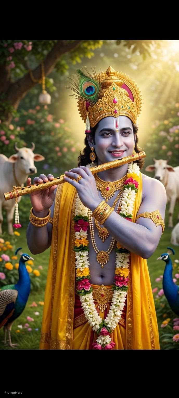 AI generated: Make mine photo as shree krishna with basuri