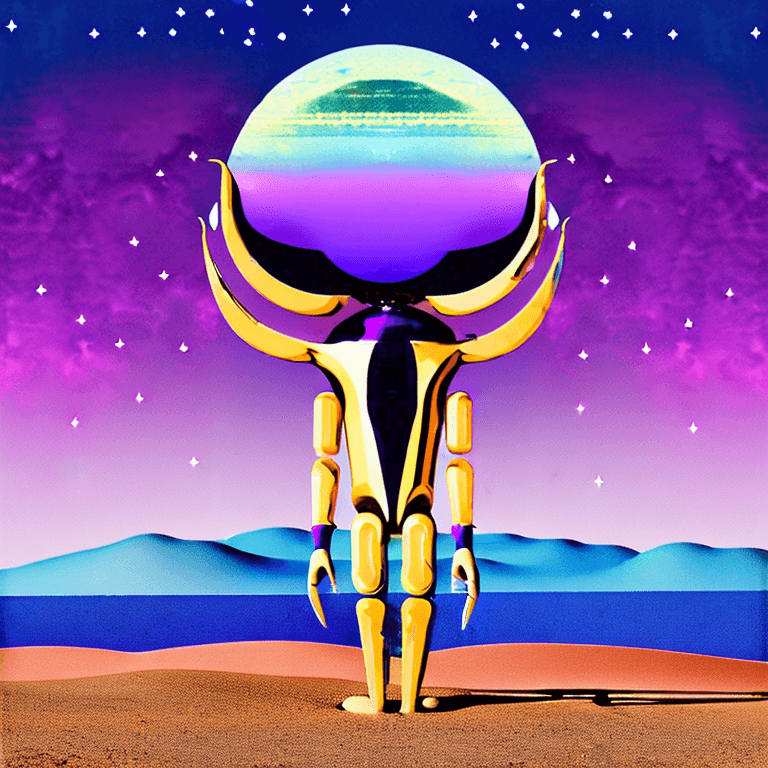 AI generated: album cover illustration of a strange mysterious desolate desert with blue sand , painting like ,blu...