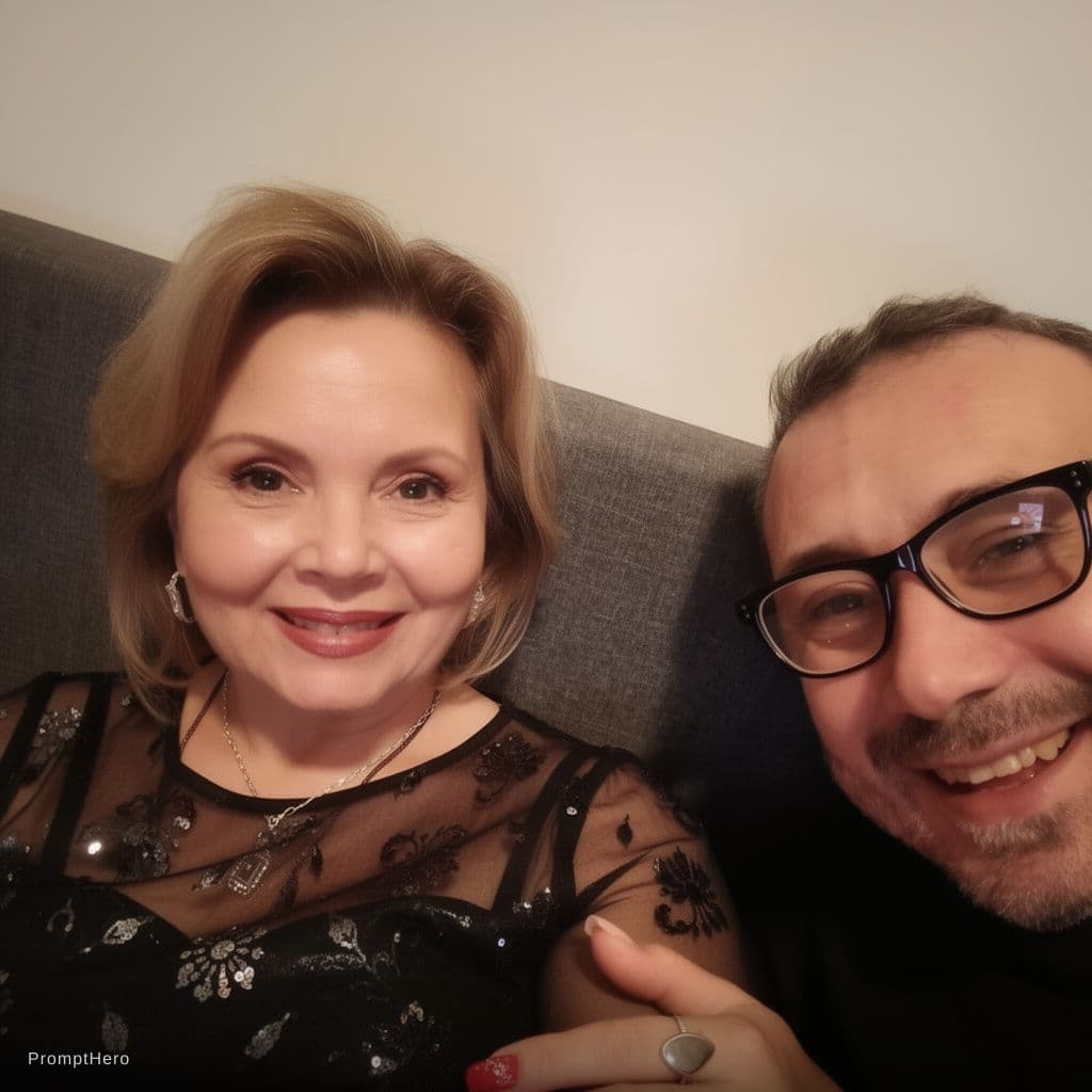 AI generated: Very nice girl 45yo smiling with opon eyes wearing dress with big breast 