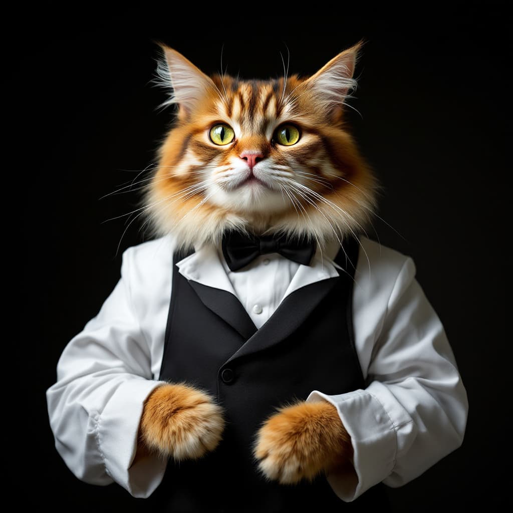AI generated: tuxedo cat dressed as a chef