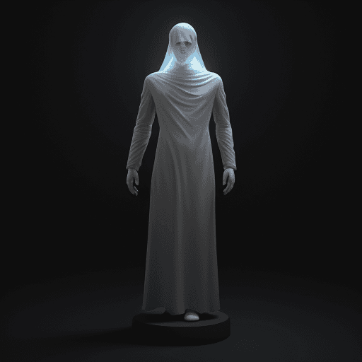 AI generated: mysterious Ghost with no head on his body. standing tall and holding his head in one hand
 8K, 
mast...