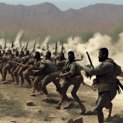 AI generated: Photo of Yahya Sinwar in battle war