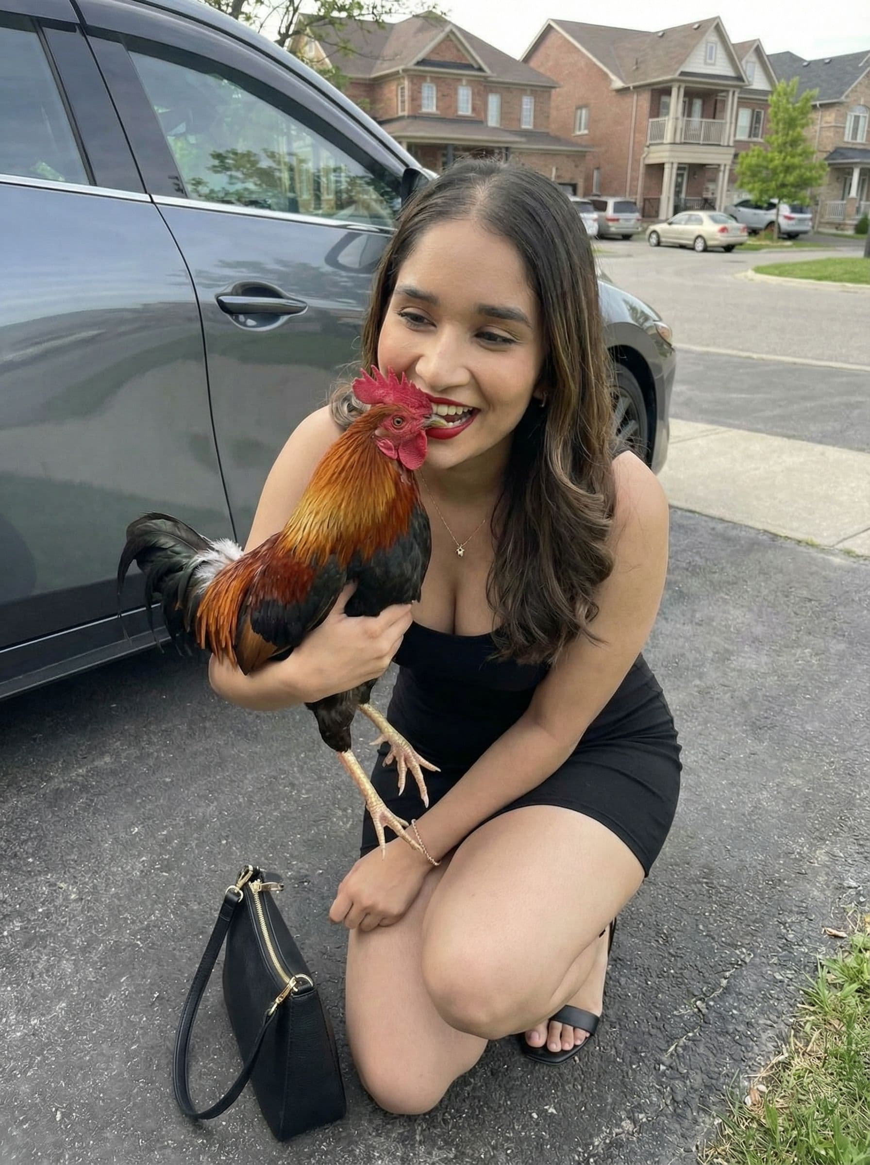 AI generated: Have the girl on her knees with a cock in her mouth, and she is loving it 
