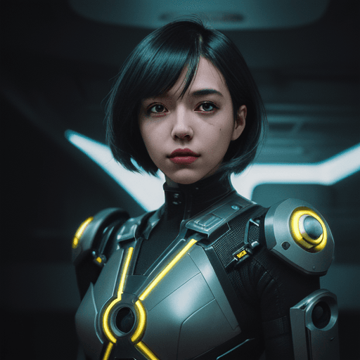 AI generated: sci fi character art, cool artwork, futuristic style, in the style of 32k uhd, atey ghailan, geoff j...