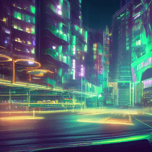 AI generated: imagine a futuristic city with big multicolor neon lights and a high sports car in the middleartwork...