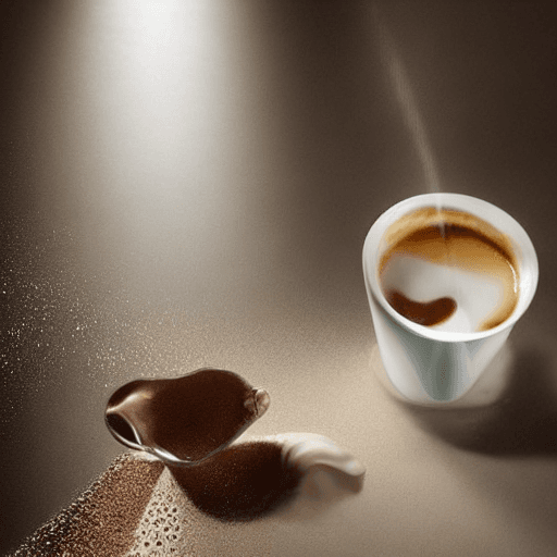 AI generated: The image captures a splash of coffee and cream inside a cup.. The suspended droplets and the smooth...