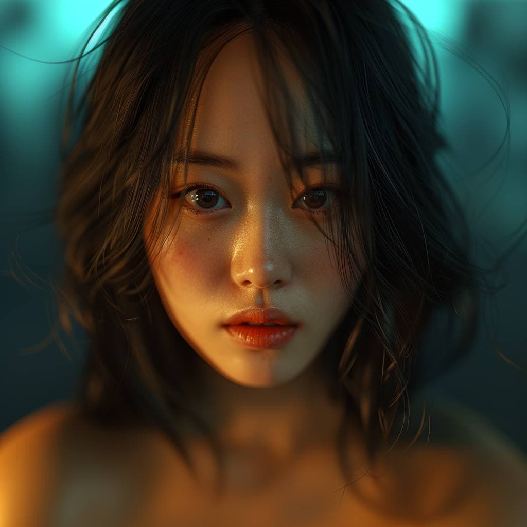 AI generated: a beautiful asian girl, in the style of mysterious beauty, cinematic light, volumetric light, mashup...