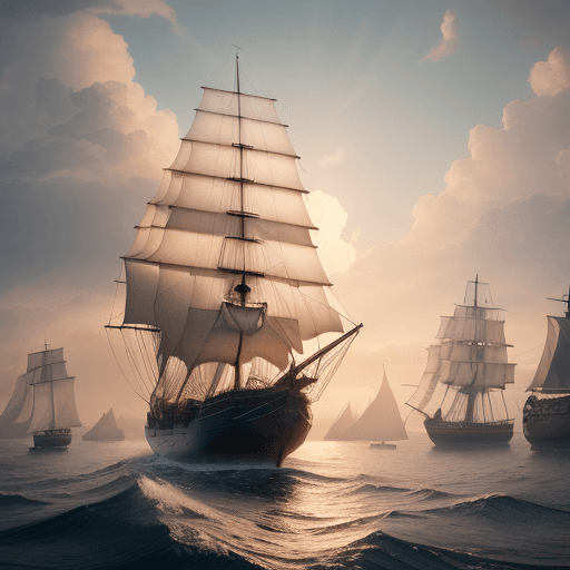AI generated: Photo of a ultra realistic sailing ship, dramatic light, pale sunrise, cinematic lighting, battered,...