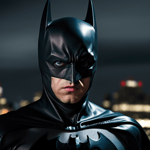 AI generated: sharp focus action photo of batman, ferrofluid costume, piercing eyes, reflections, gothic gotham ba...