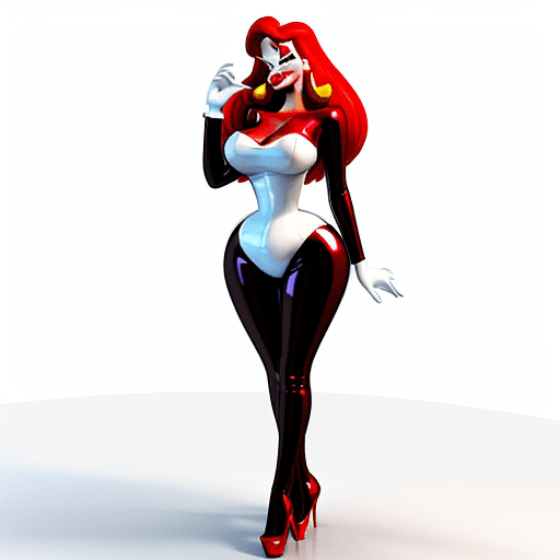 AI generated: Jessica Rabbit wearing a modern outfit,  3d, white background