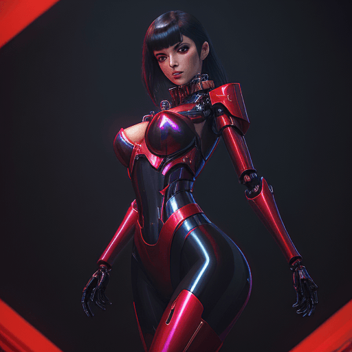 AI generated: female hi red, 8k, C4D, dark background, vibrant colors, Artgerm, Gia Mecha form, blade runner, roya...