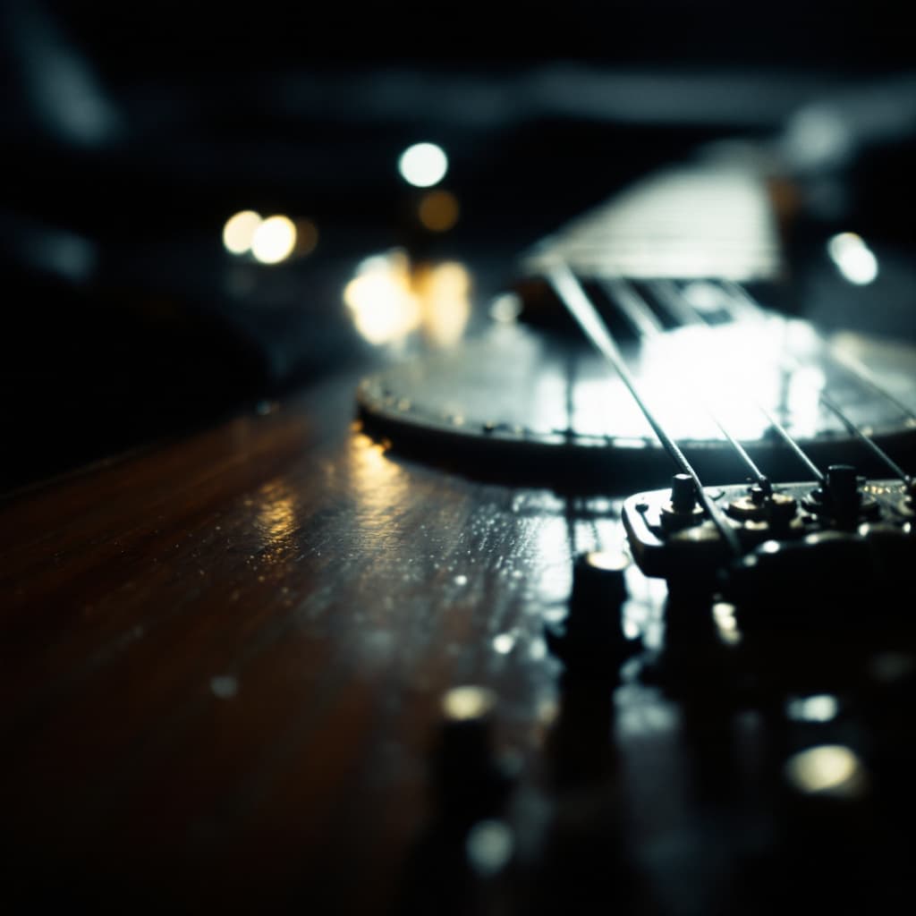 AI generated: high quality photo of a guitar, light, white, Leica 50mm, f1. 4