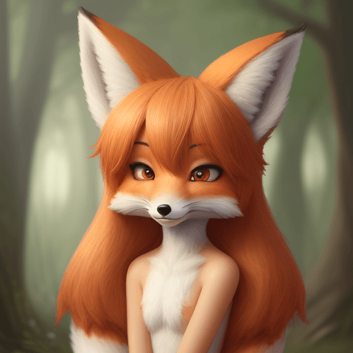 AI generated:  innocent shy fox person