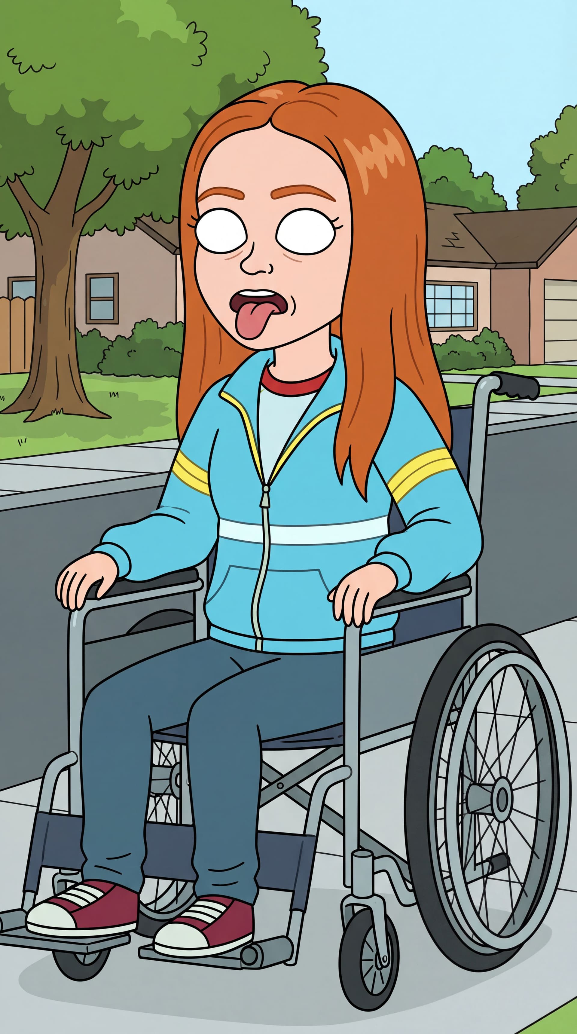 AI generated: Generate full-body Stranger things Max Mayfield characters in the iconic Rick and Morty animation st...