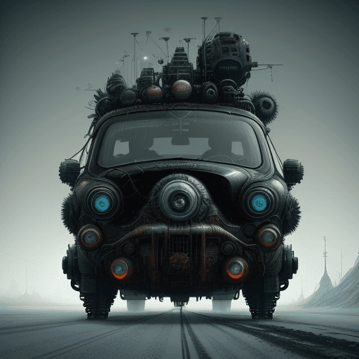 AI generated: Iceroad car, dieselpunk, biopunk, dreampunk, fractal art, surrealism, abstract art, experimental art...