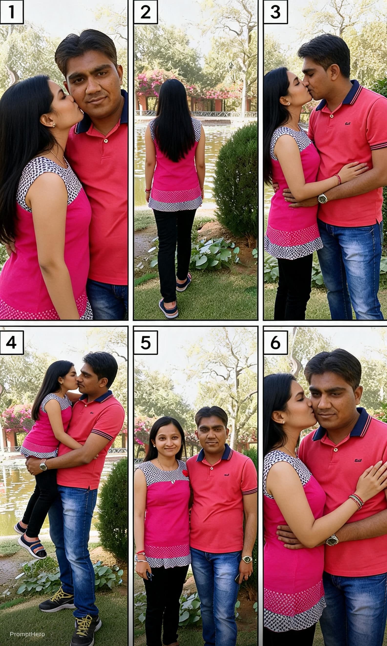 AI generated: Wife turns around slowly to shows her classy outfit to her husband and kisses him as he admires her ...