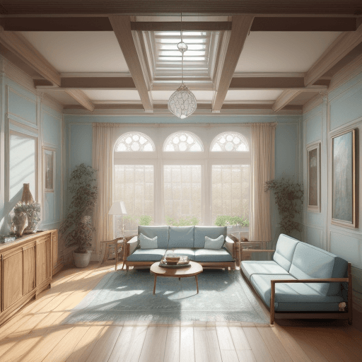 AI generated: High resolution photography interior design, dreamy sunken living room conversation pit, wooden floo...