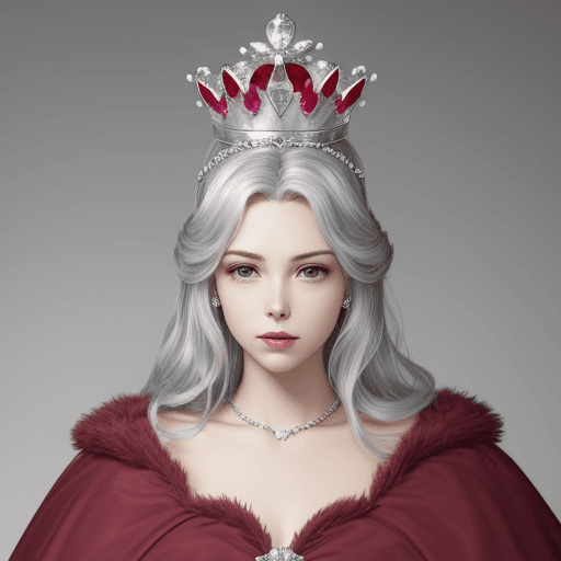 AI generated: This is a tall silver crown with rubies