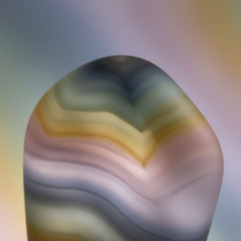 AI generated: a smoothed Crystal made up of lots of different dull colors faded together  