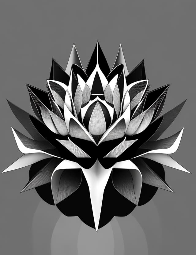 AI generated: (2d origami lotus) vector logo, simple, black and white, Adobe Illustrator