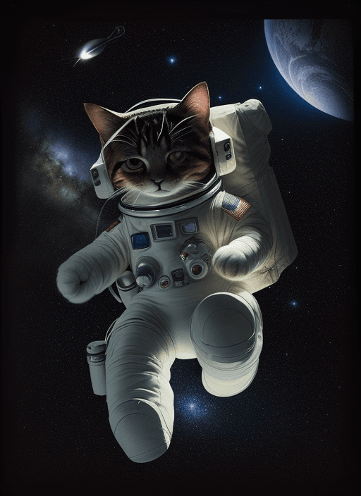 AI generated: cat astronot art in the dark

